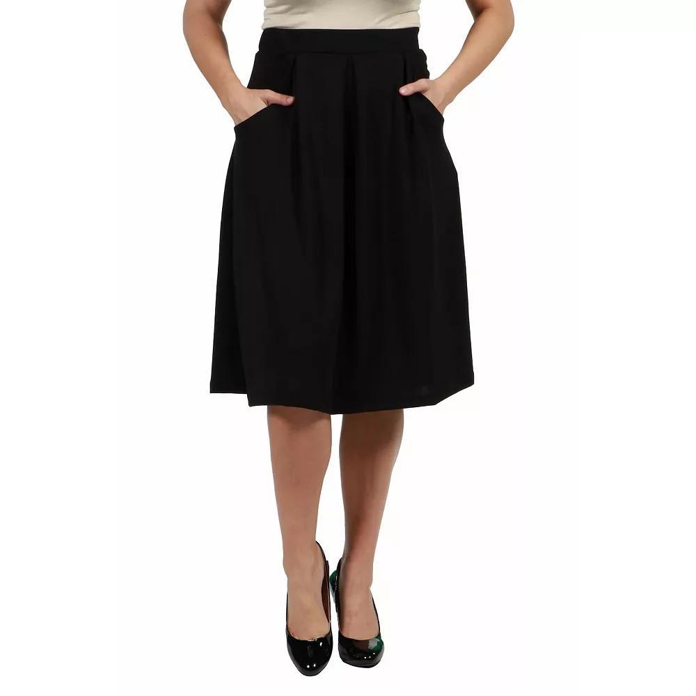Plus Size 24Seven Comfort Apparel Long Pleated A-Line Skirt, Women's, Size: 1XL, Black Product Image