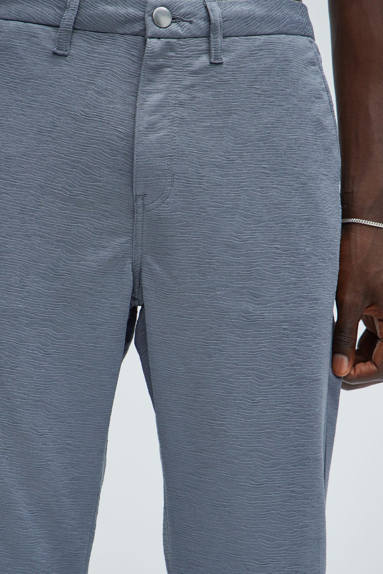 Blaze Textured Straight Pants - Grey Product Image
