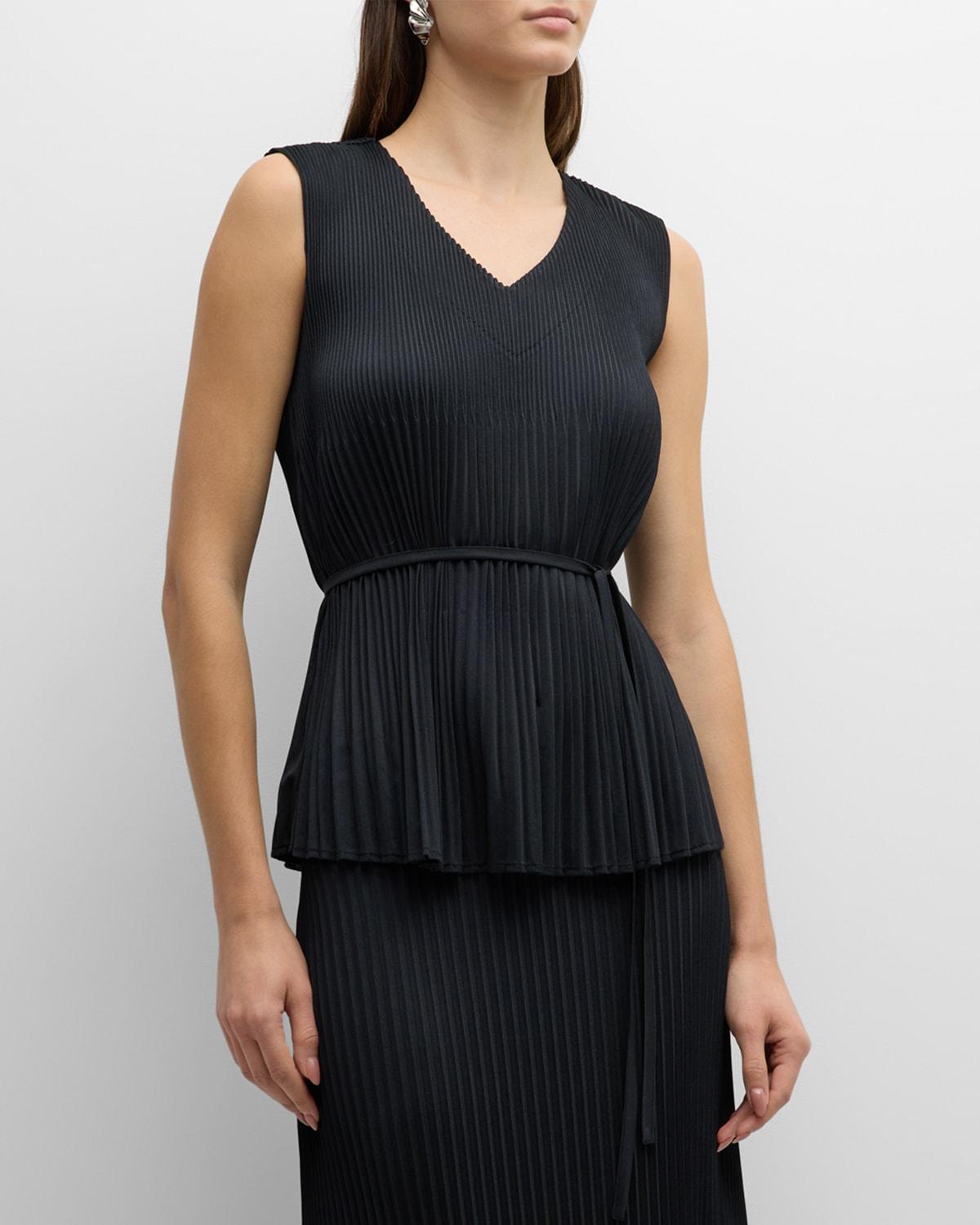 Womens Pleated Crepe De Chine Tie-Waist Tank Top Product Image