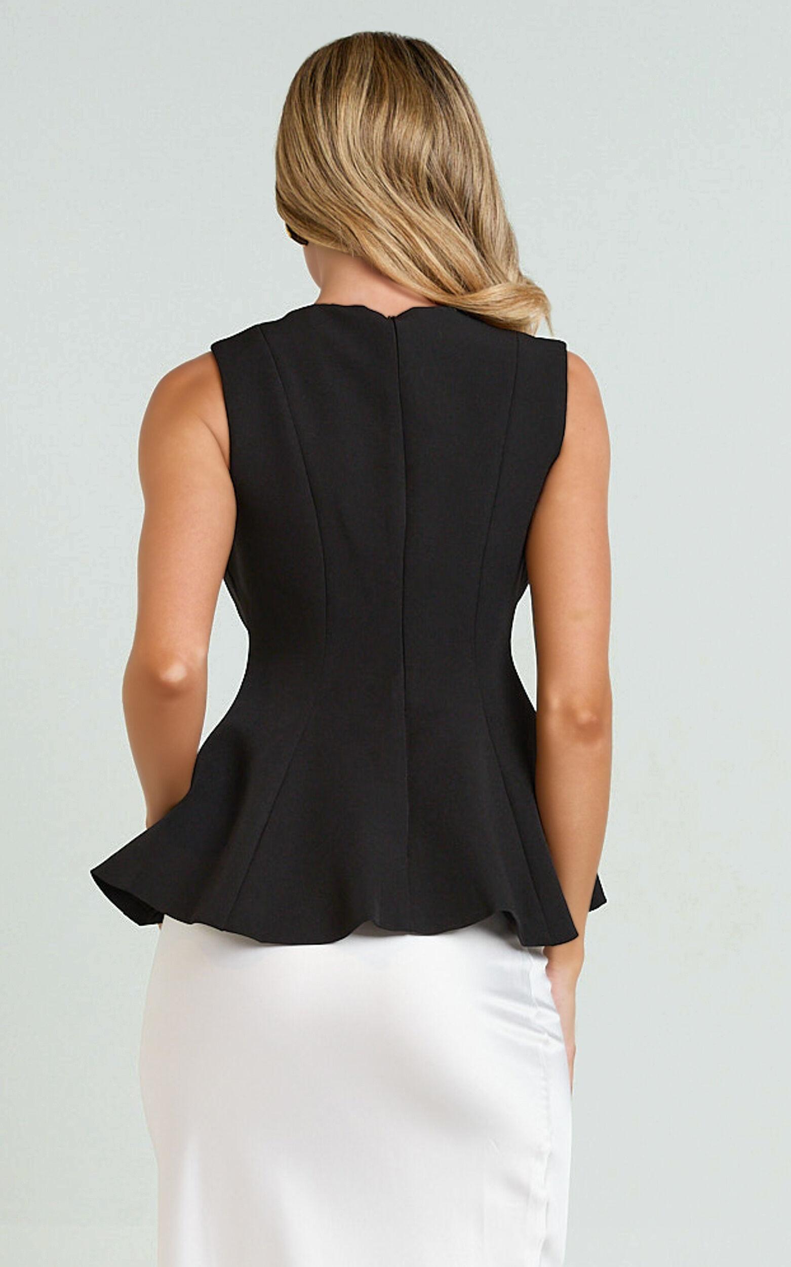 Gera Top - Structured Peplum Top in Black Product Image