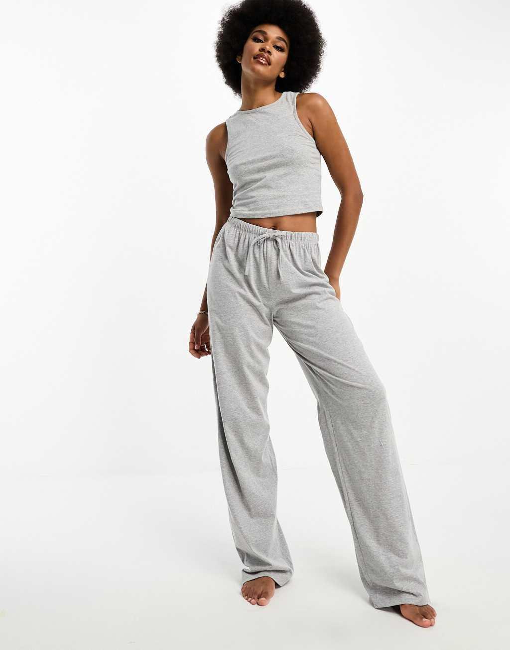 ASOS DESIGN Tall mix & match cotton pajama pants in gray heather Product Image