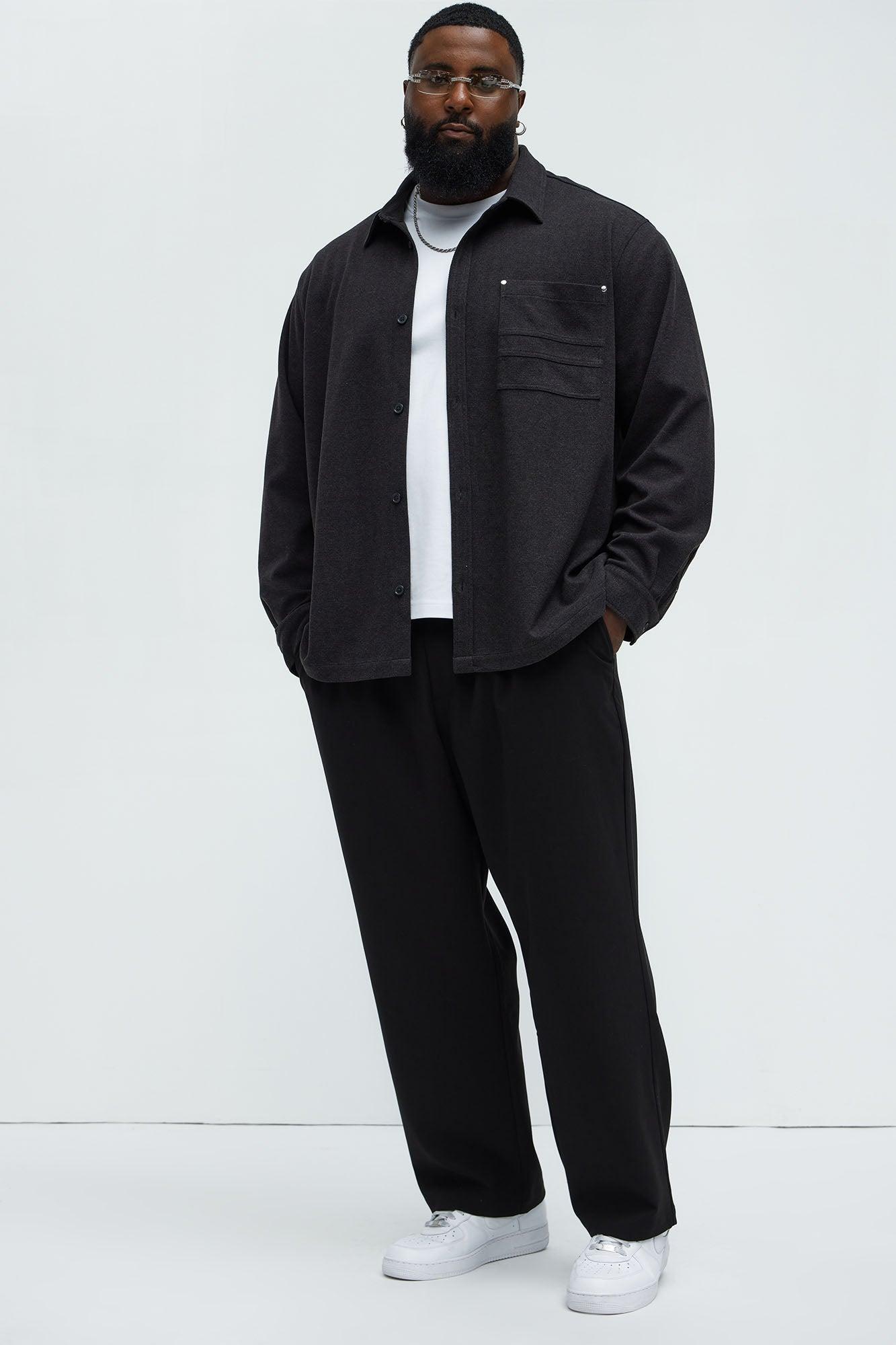 Fargo Wool Like Button Up Shirt - Black Product Image