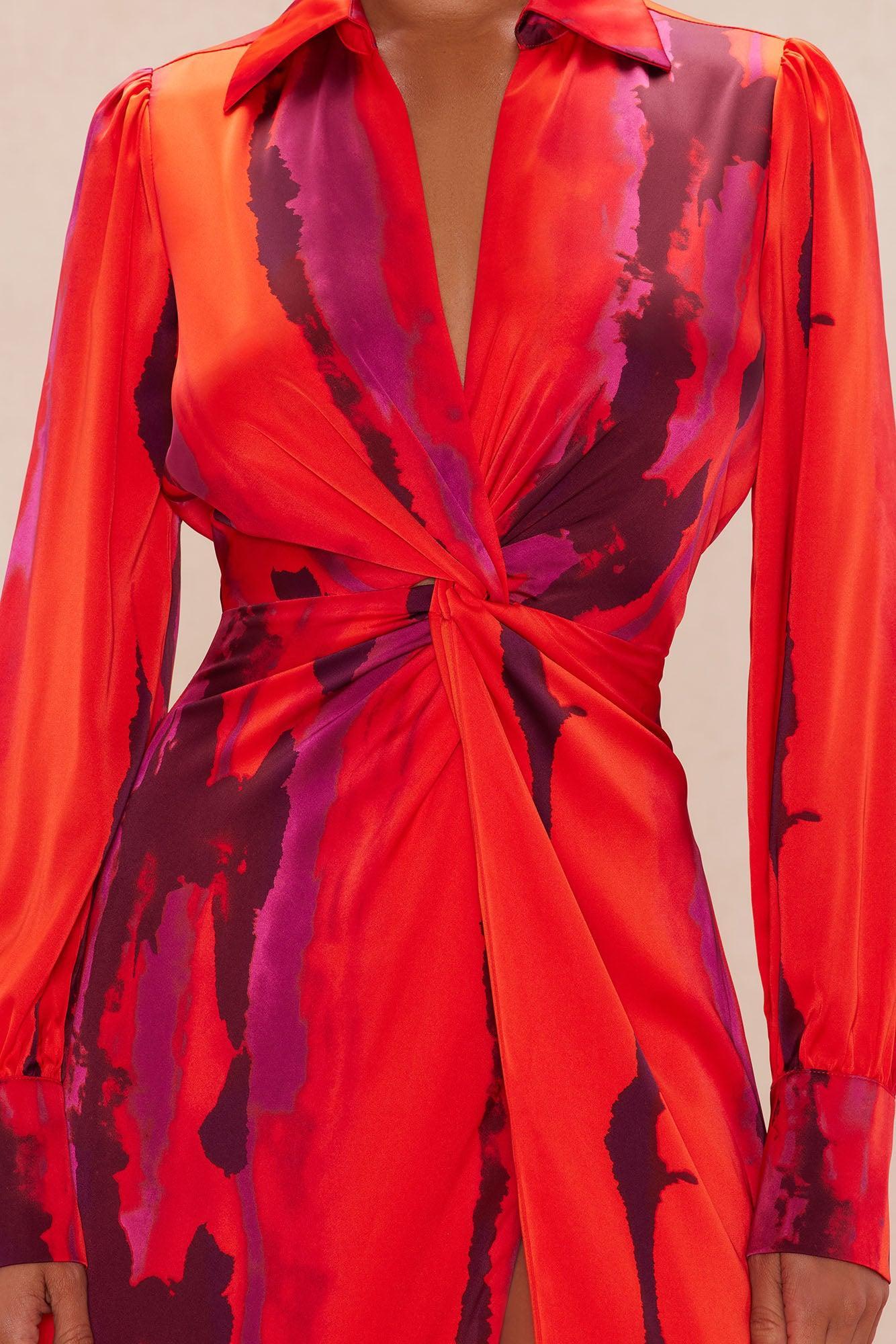 Gabriella Long Sleeve Maxi Dress - Orange/combo Product Image