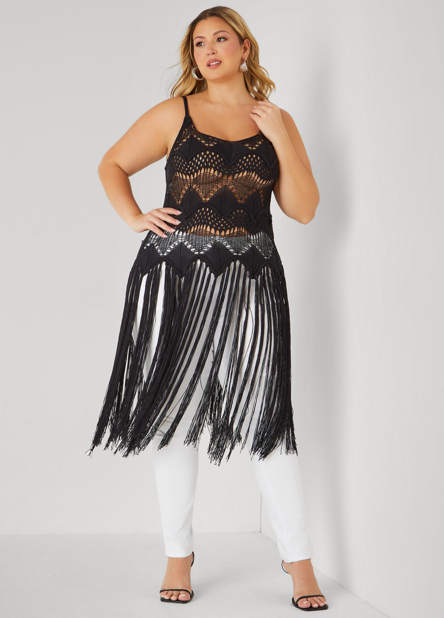 Fringed Crochet Sweater Product Image