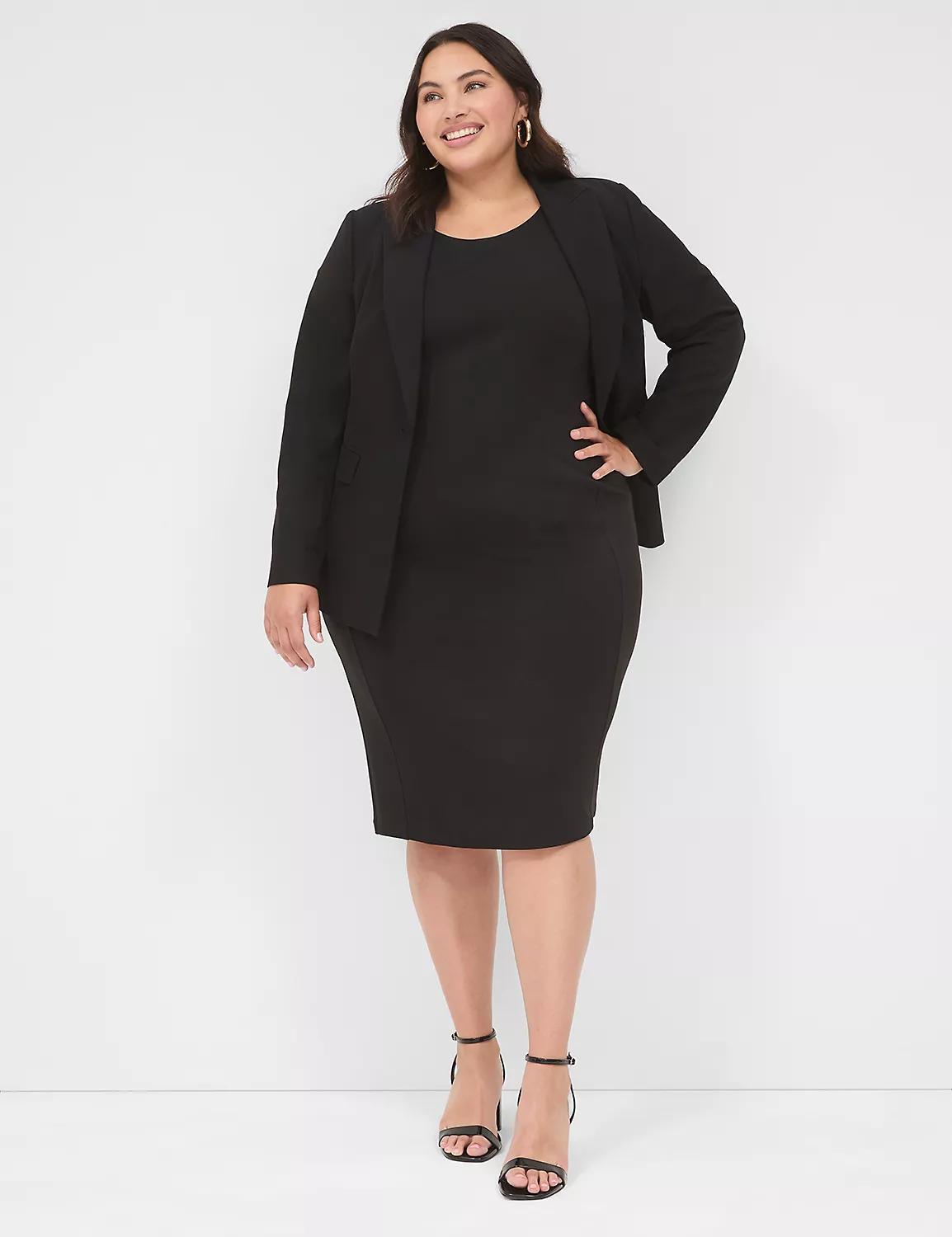 Ponte Cap-Sleeve Crew-Neck Dress Product Image