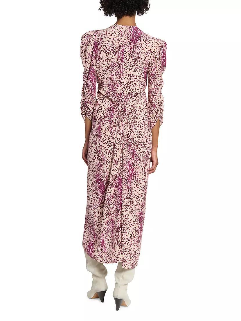 Albini Printed Silk-Blend Gathered Midi-Dress Product Image