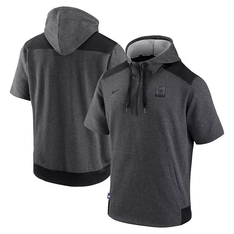 Mens Nike Heathered Charcoal/Black Chicago White Sox Authentic Collection Dry Flux Performance Quarter-Zip Short Sleeve Hoodie Product Image