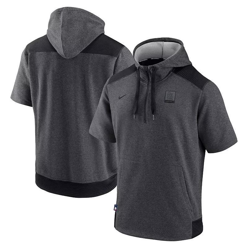 Mens Nike Heathered Charcoal/Black Chicago White Sox Authentic Collection Dry Flux Performance Quarter-Zip Short Sleeve Hoodie Product Image