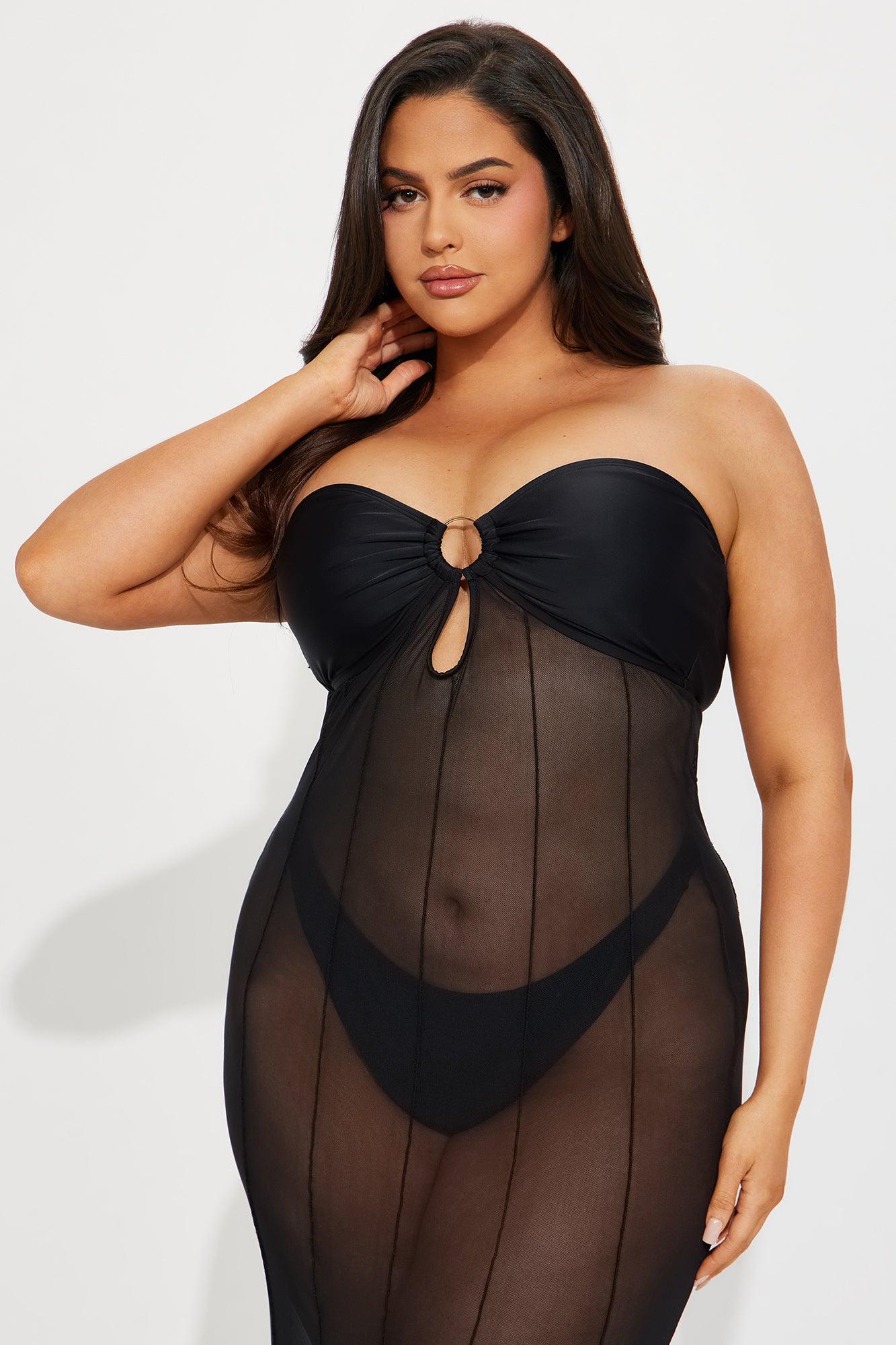 Avalon 2 Piece Mesh Cover Up Maxi Dress Set - Black Product Image