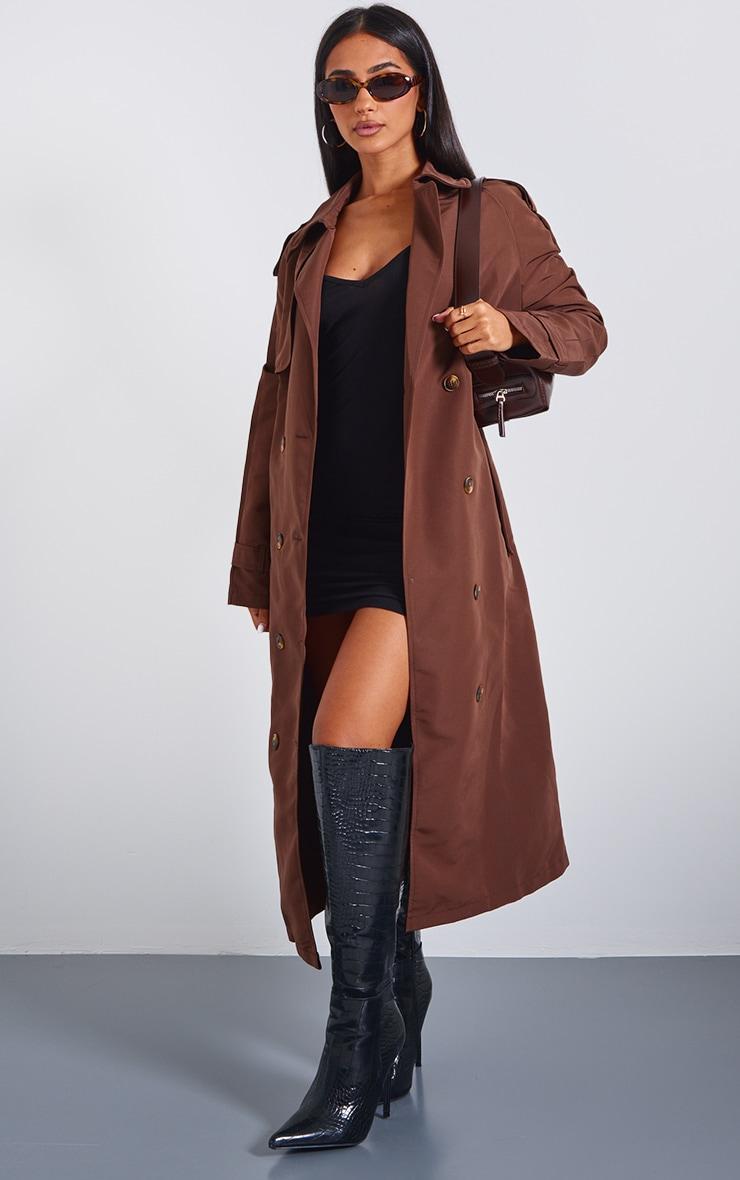 Petite Chocolate Oversized Trench Coat Product Image