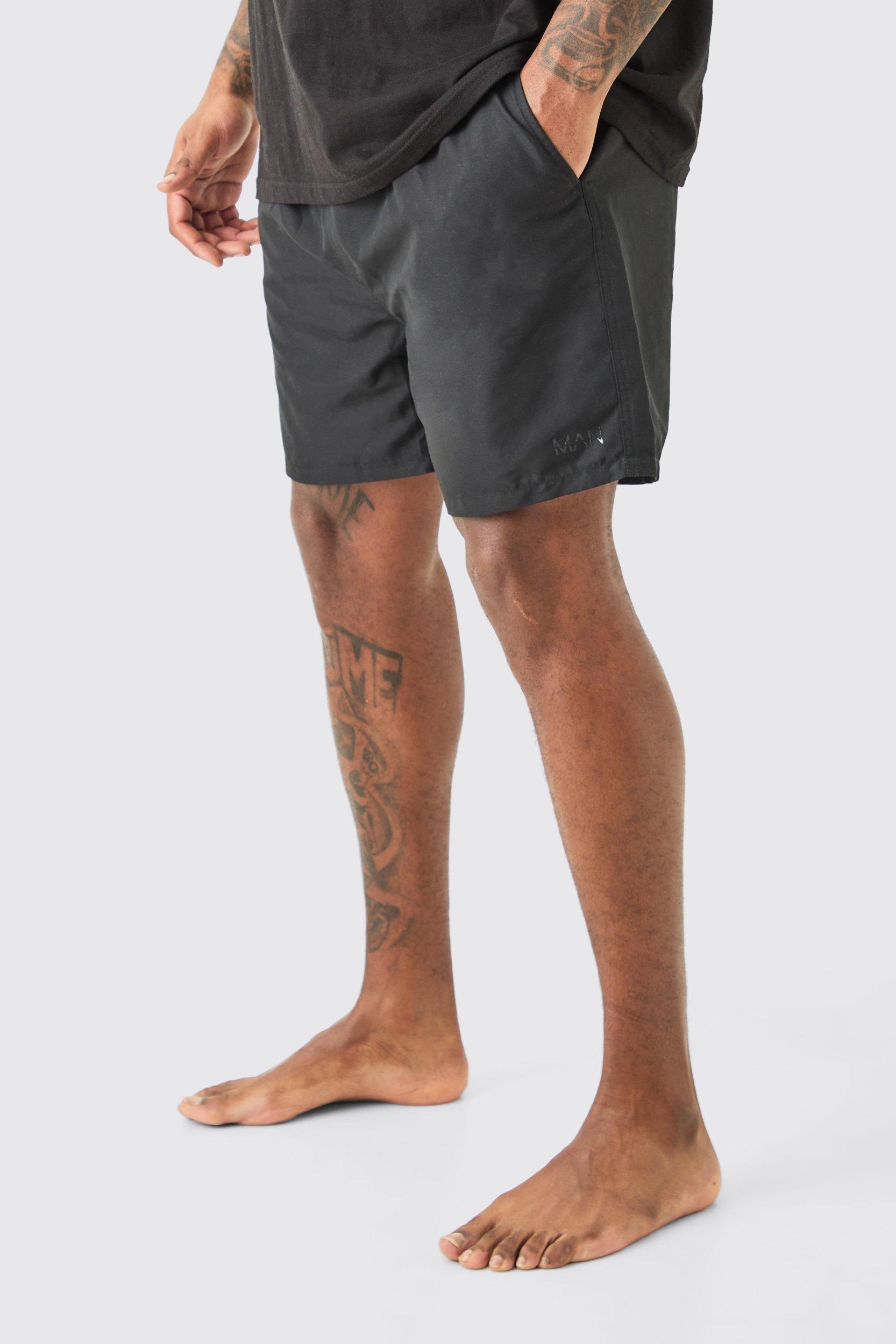 Mens Plus Original Man Mid Length Trunks - Black Product Image