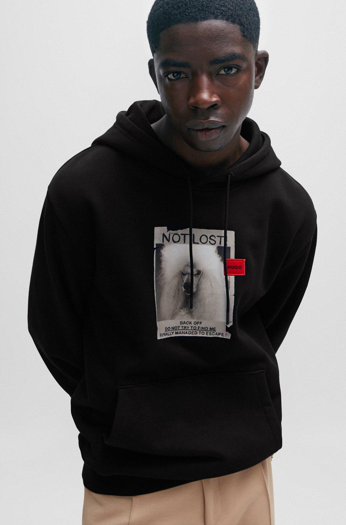Relaxed-fit hoodie in French terry with dog artwork Product Image