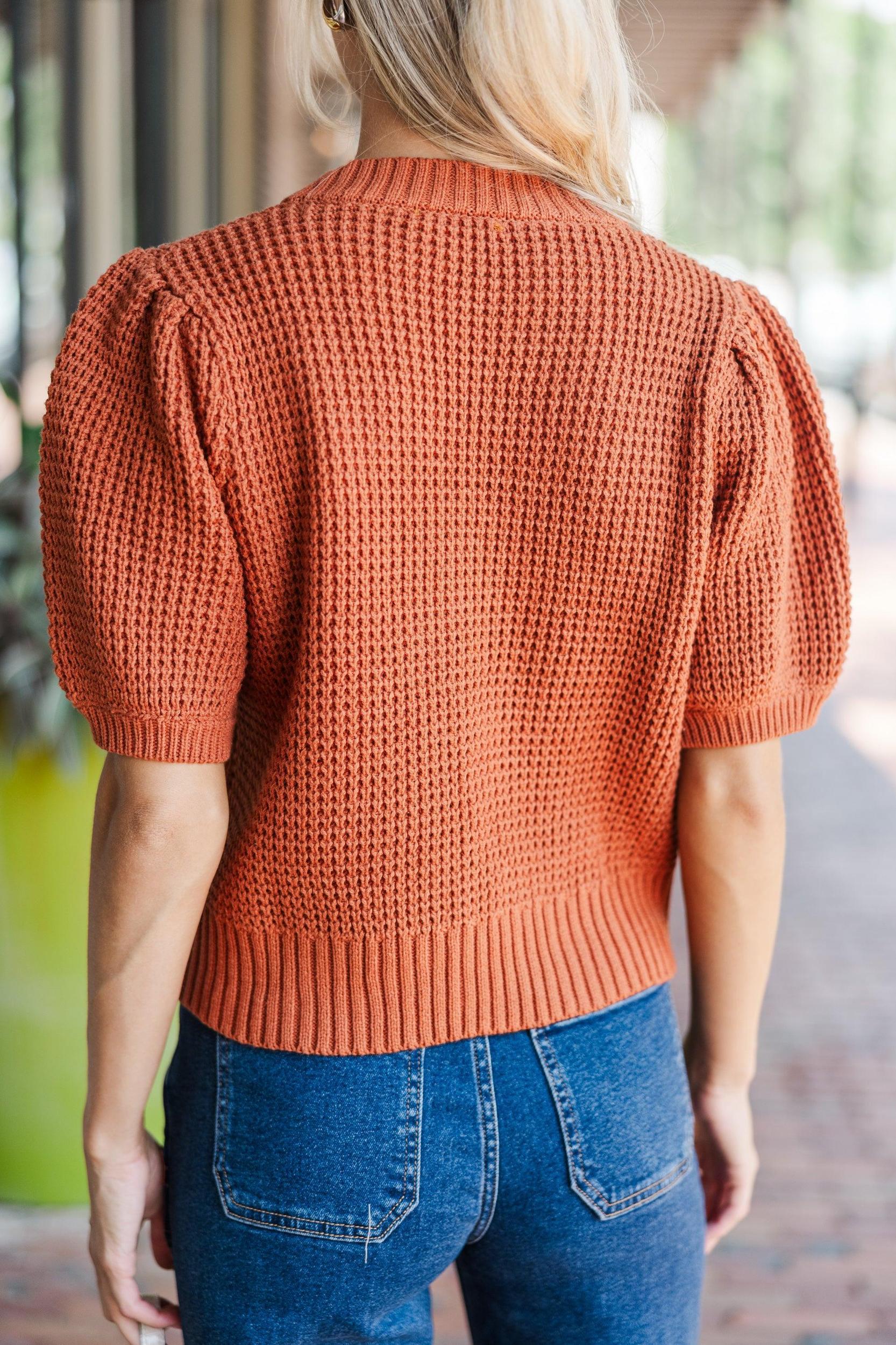Best Of You Rust Orange Short Sleeve Sweater Female Product Image