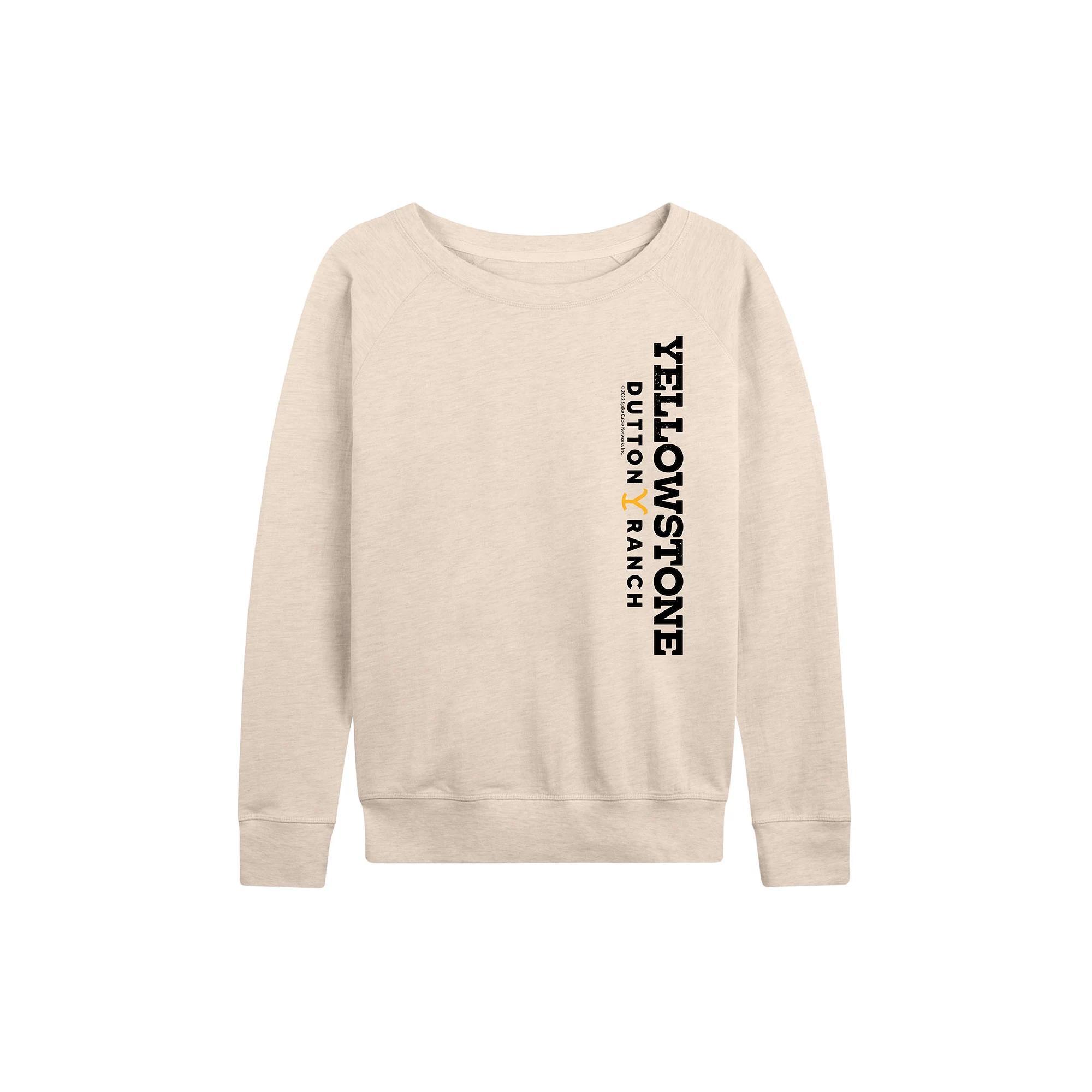Womens Yellowstone Dutton Ranch French Terry Long Sleeve Tee, Girls Brown Product Image