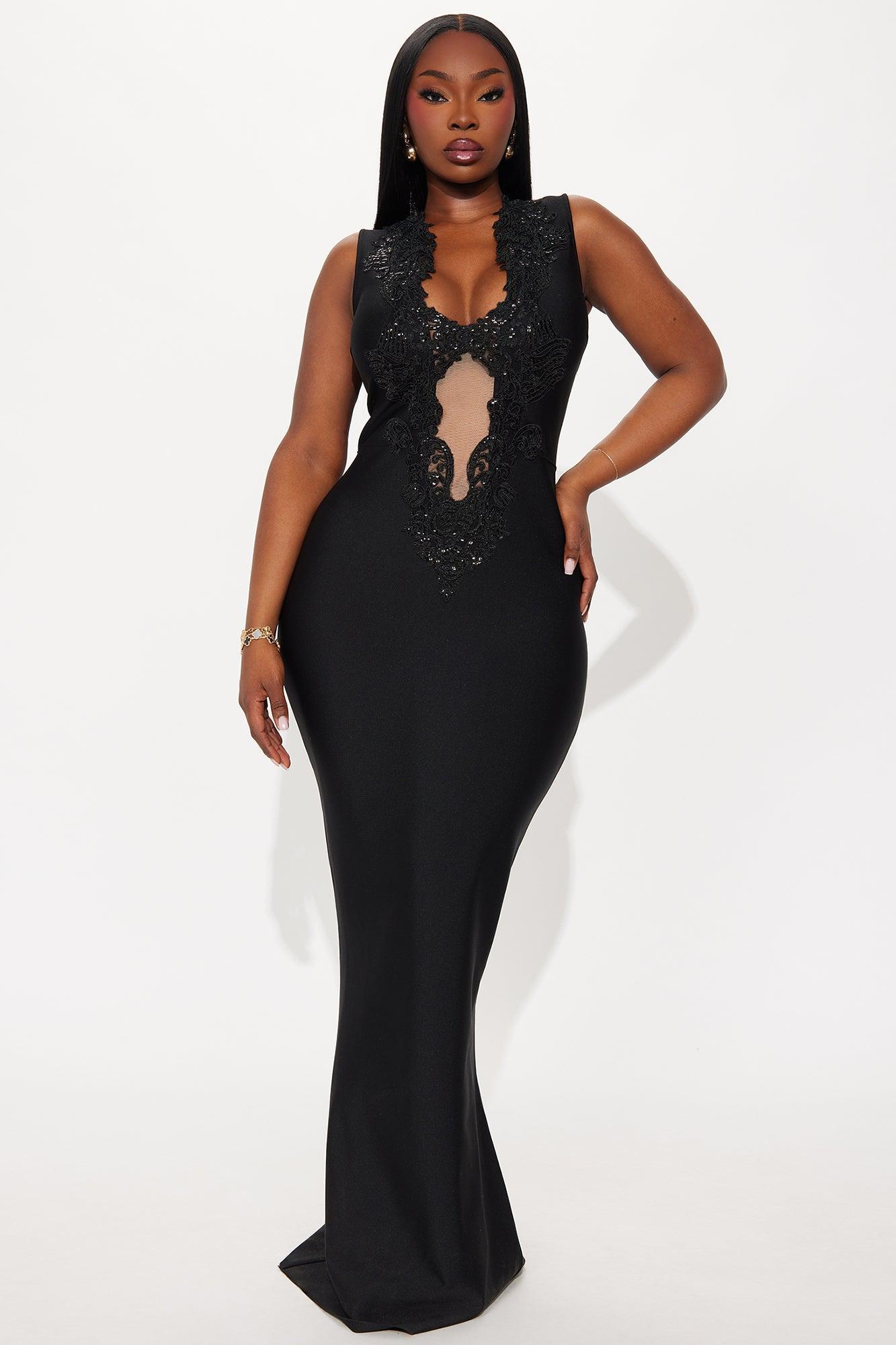 Roxanne Bandage Gown - Black Product Image