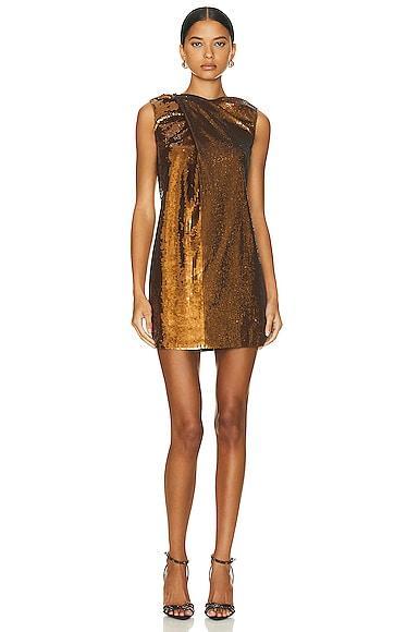 Burberry Anais Mini Dress in Metallic Bronze Product Image