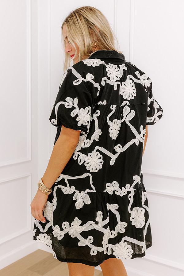 Floral Statement Embroidered Mini Dress in Black Product Image