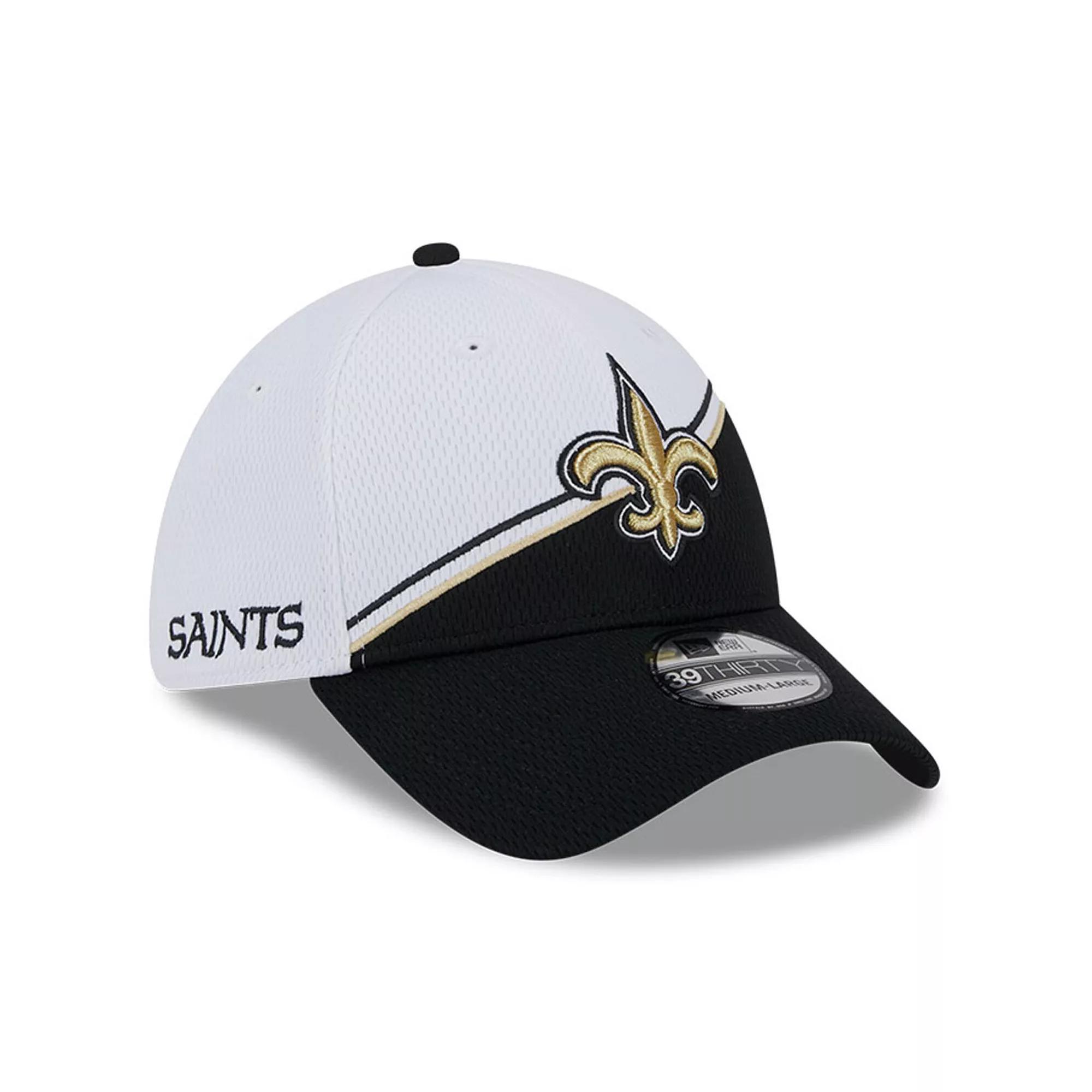 Men's New Era  White/Black New Orleans Saints 2023 Sideline 39THIRTY Flex Hat, Size: Medium/Large Product Image