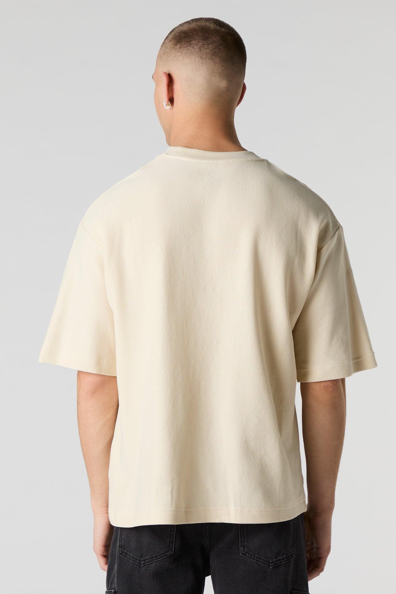 Ribbed Knit Boxy T-Shirt Male Product Image