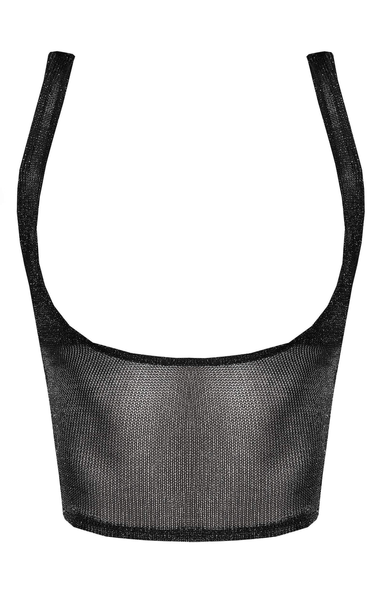 Black Metallic Knit Bra Detail Top Product Image