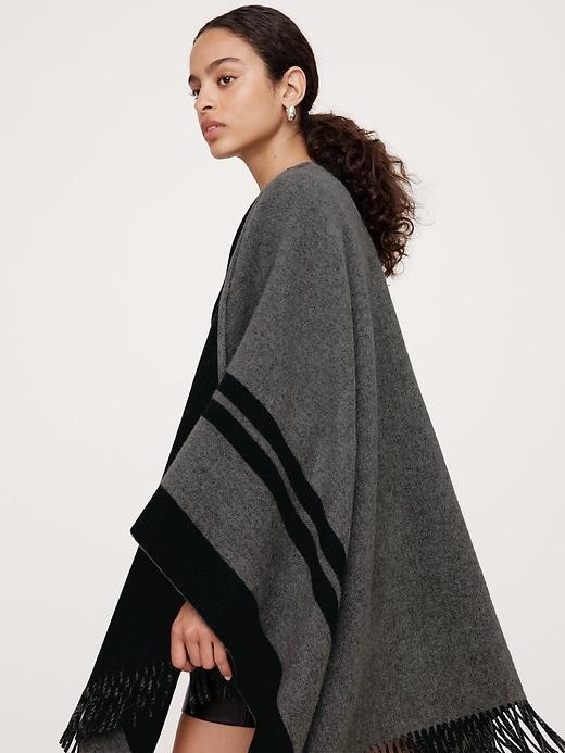 Stripe Wool Poncho Product Image