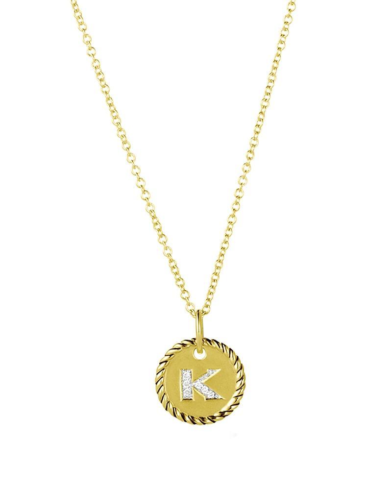 David Yurman Cable Collectibles Initial Pendant with Diamonds in Gold on Chain, 16-18 Product Image