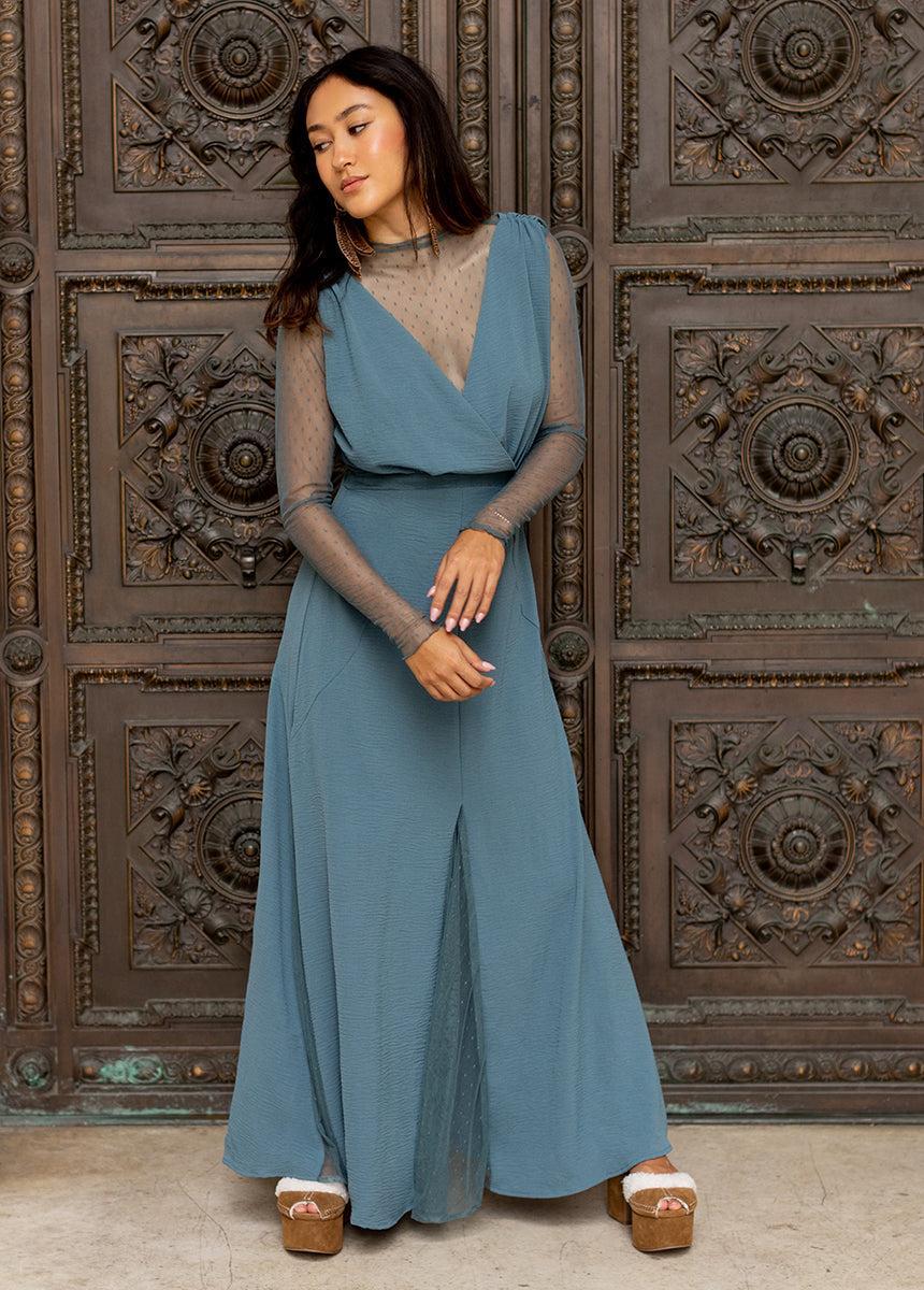 Tisannah Dress in Dusty Teal Female Product Image