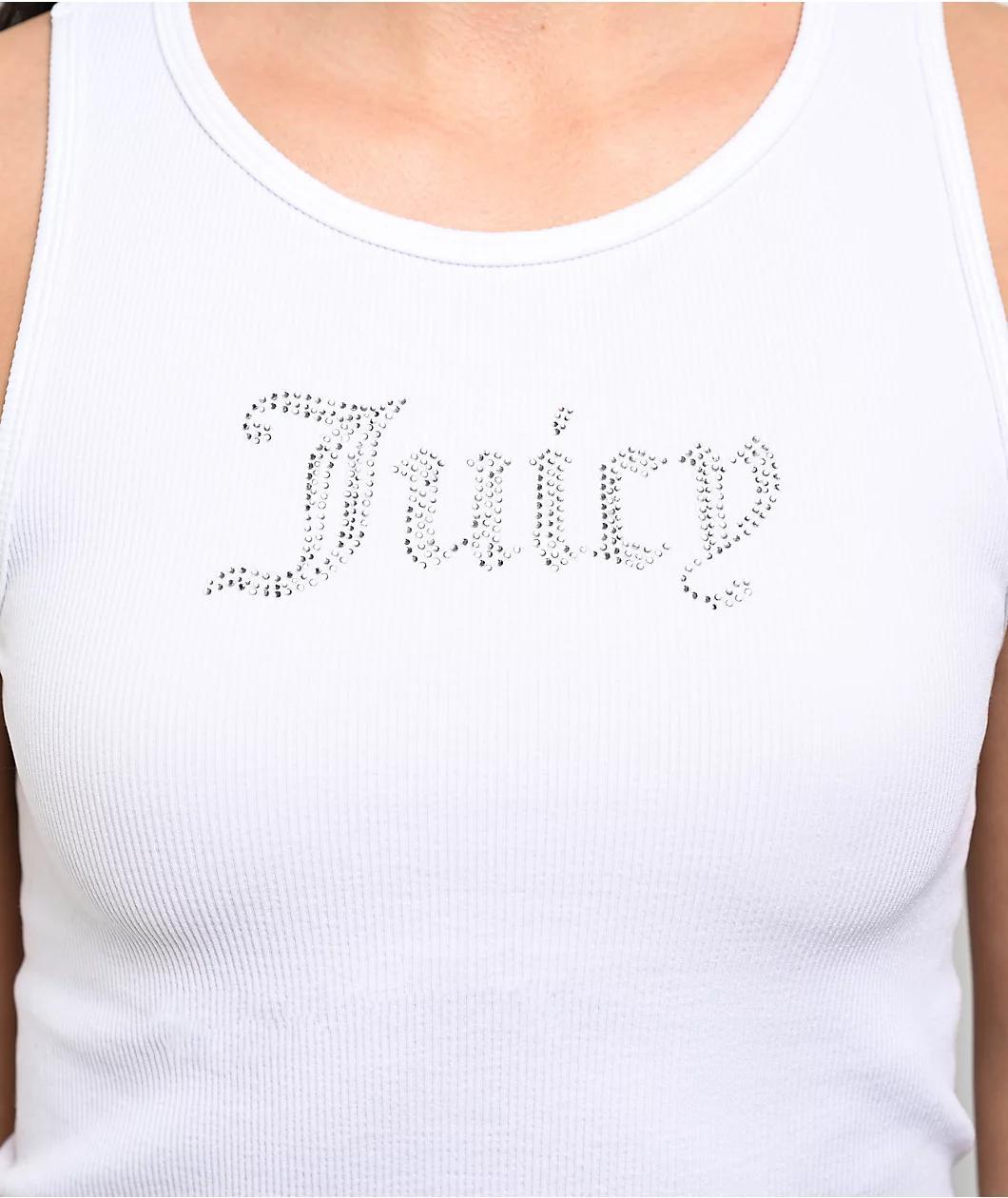 Juicy Couture Small Bling High Neck White Crop Tank Top Product Image