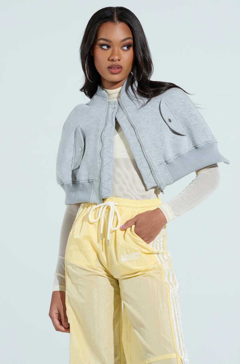 LYNX LAYERED BOMBER JACKET IN HEATHER GREY Product Image