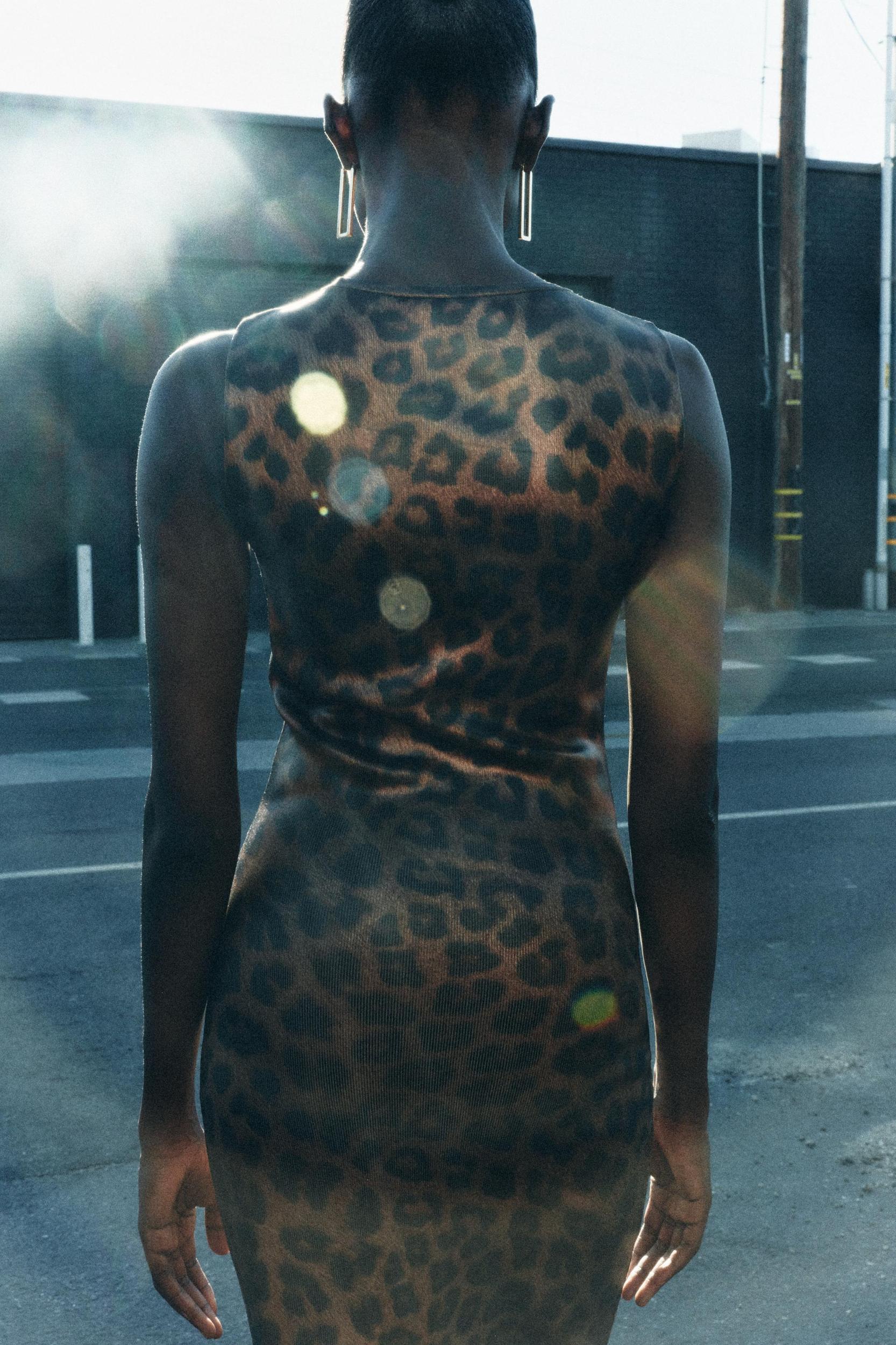 ANIMAL PRINT KNIT FOIL DRESS Product Image