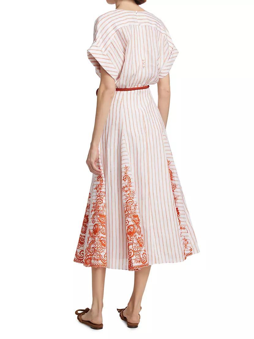 Casandra Stripe Self-Tie Midi-Dress Product Image