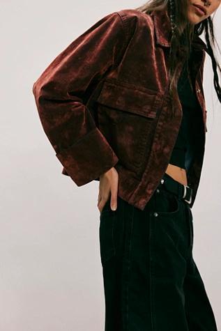 We The Free Suzy Flocked Denim Jacket Product Image