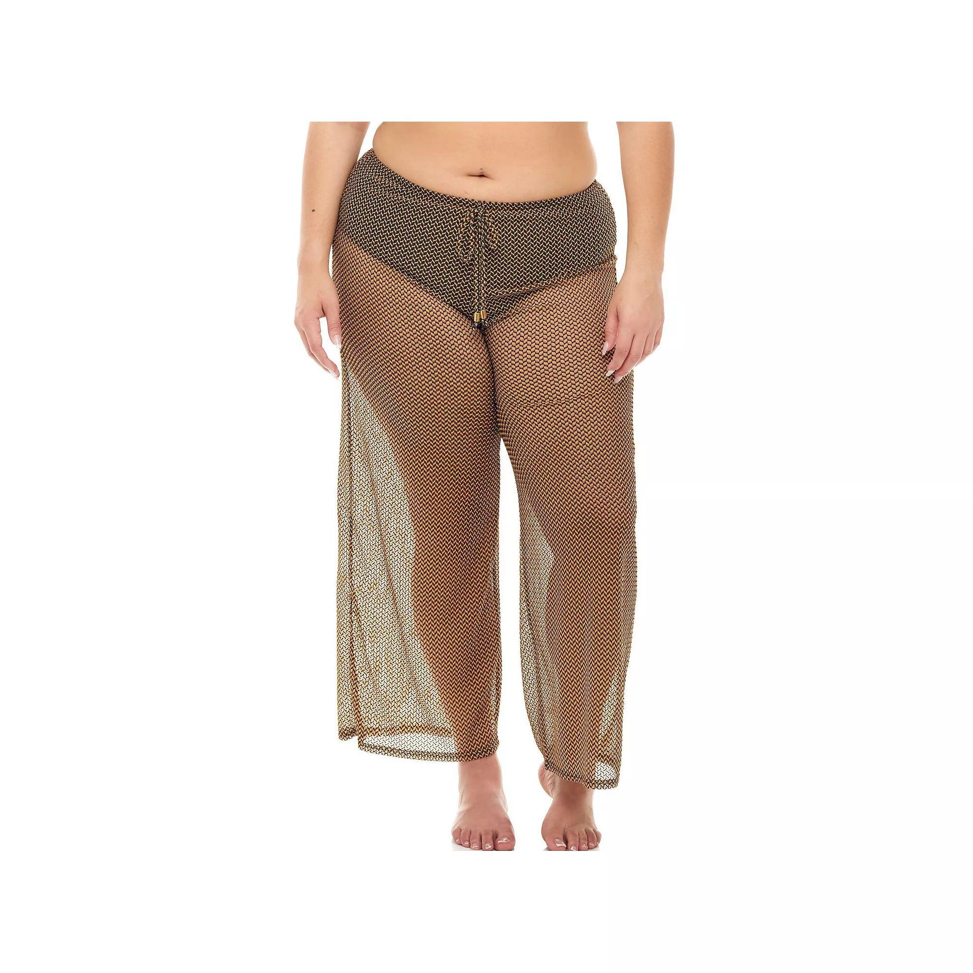 Plus Size Jordan Taylor Sheer Herringbone Swim Cover-Up Pants, Women's, Size: 2XL, Black Royal Product Image