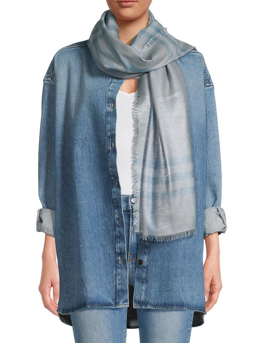 Womens Check Metallic-Knit Wool-Blend Scarf Product Image