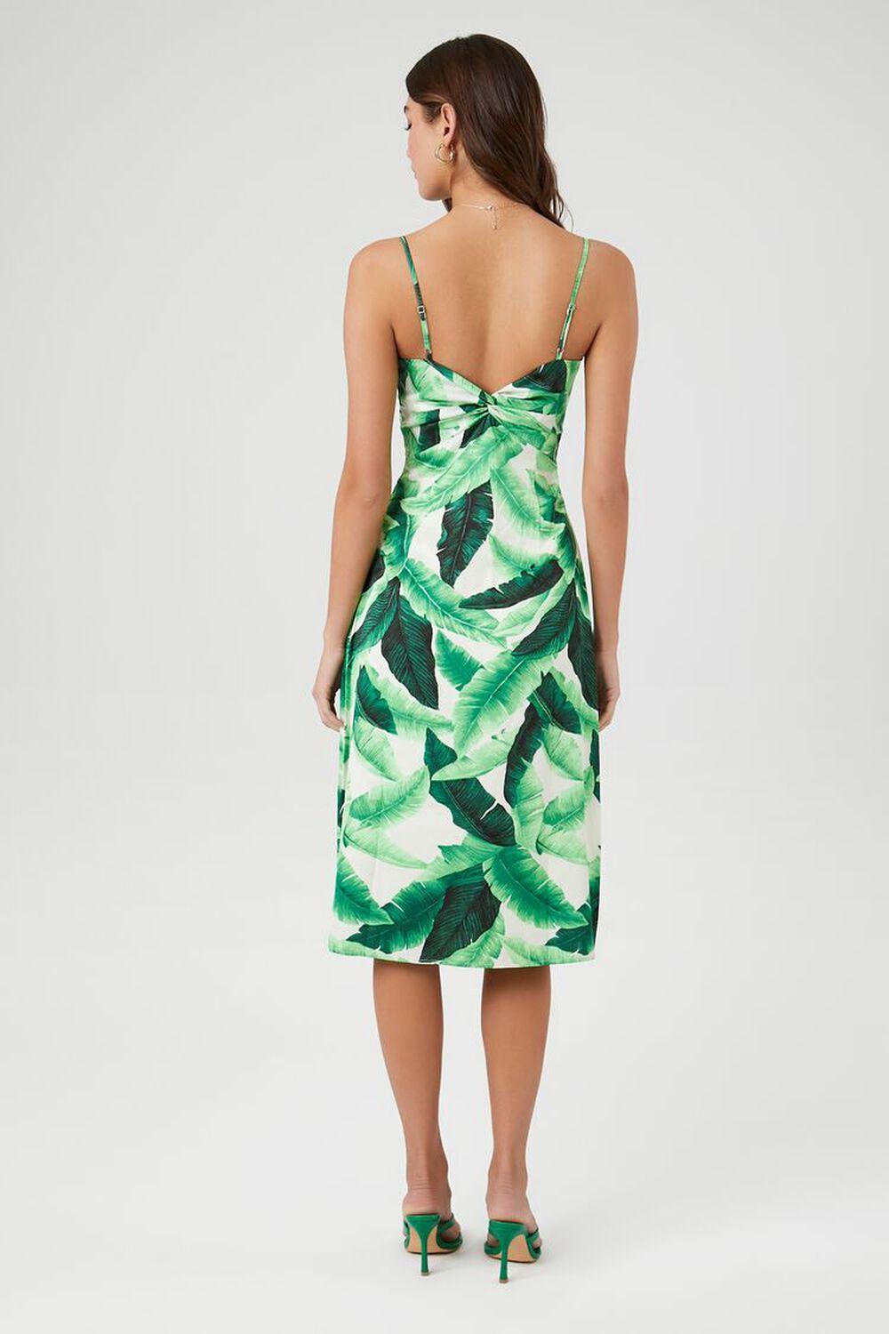 Twist-Back Tropical Leaf Midi Dress | Forever 21 Product Image