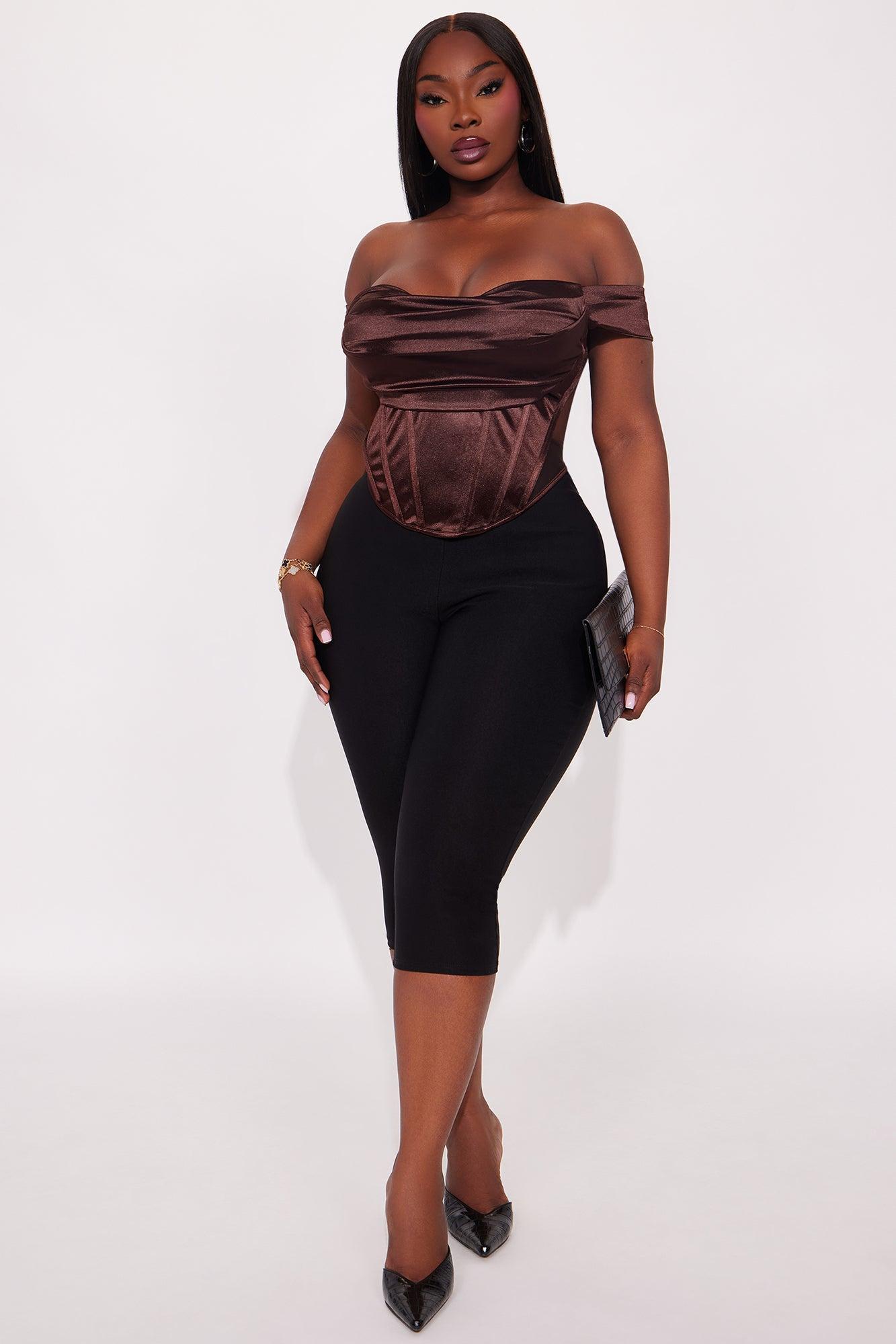 Fair Maiden Off Shoulder Corset Top - Chocolate Product Image