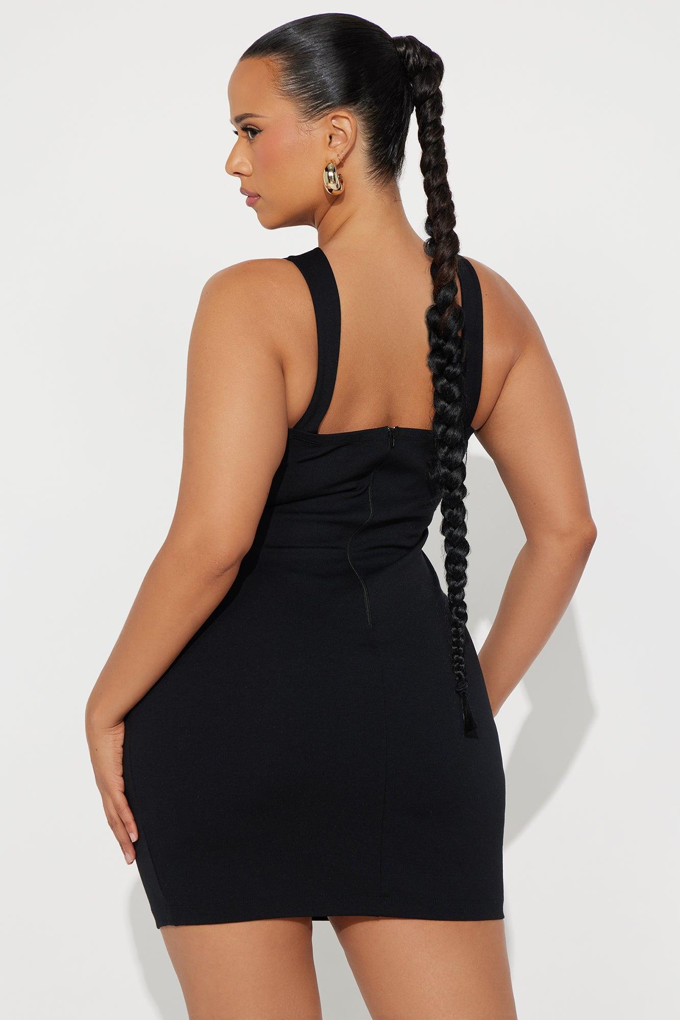 Carina Corset Body Sculpt Ponte Mini Dress - Black Product Image