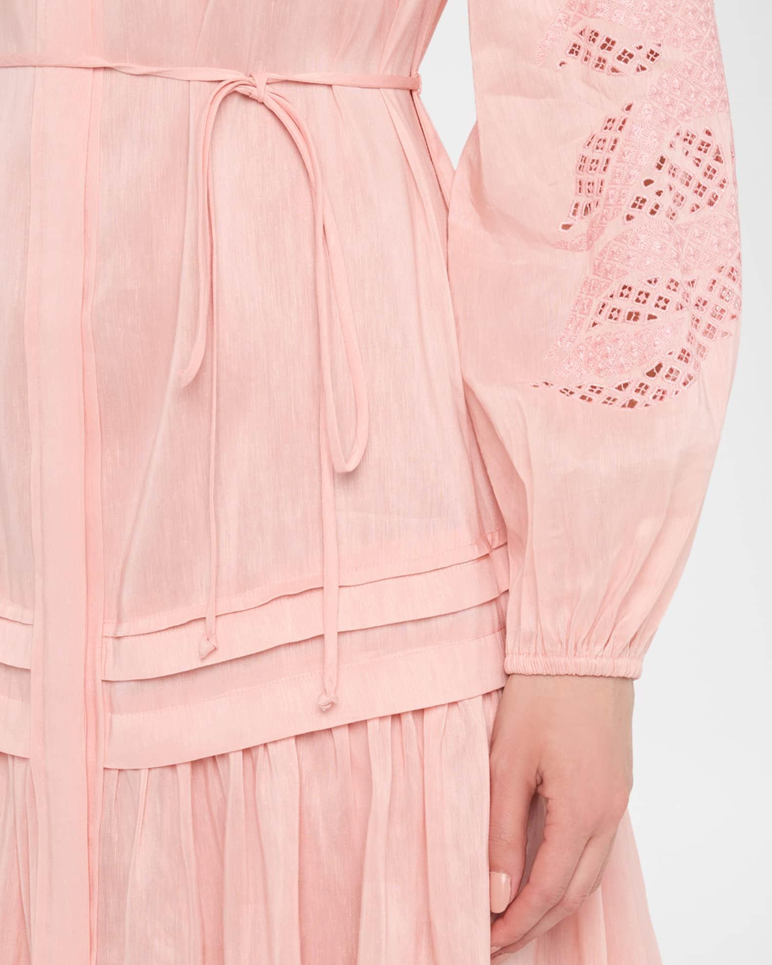 Carrie Eyelet-Embroidered Flounce Midi Dress Product Image