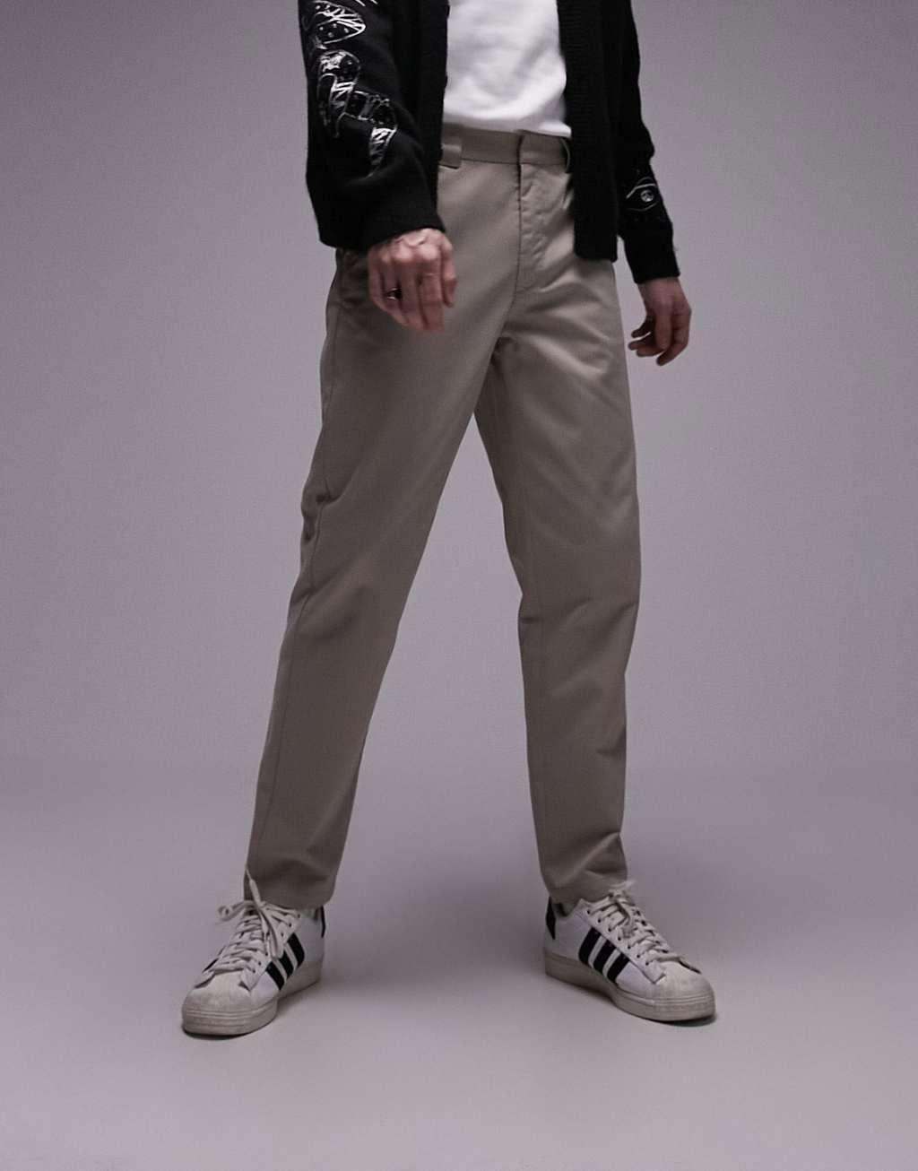 Topman taper pants in stone Product Image