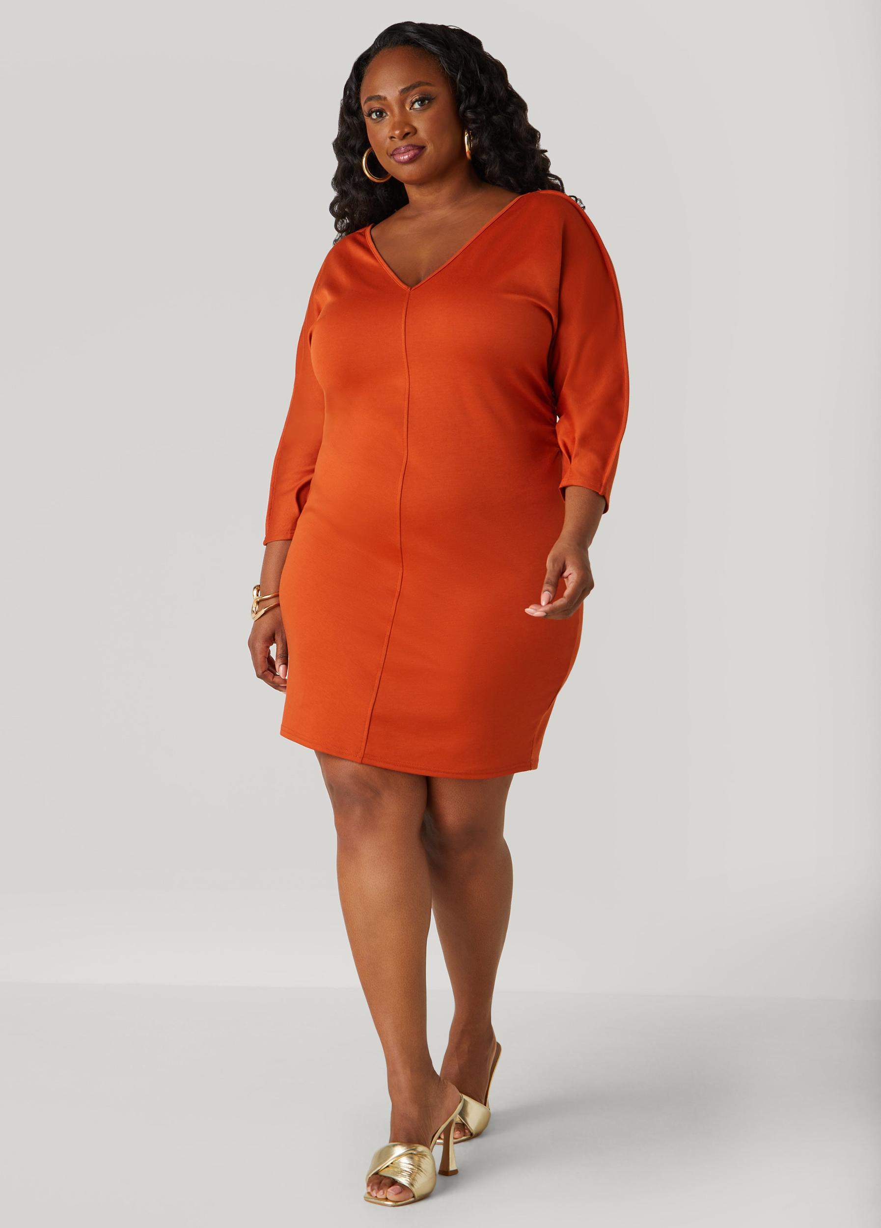Ruched V Neck Dress Product Image