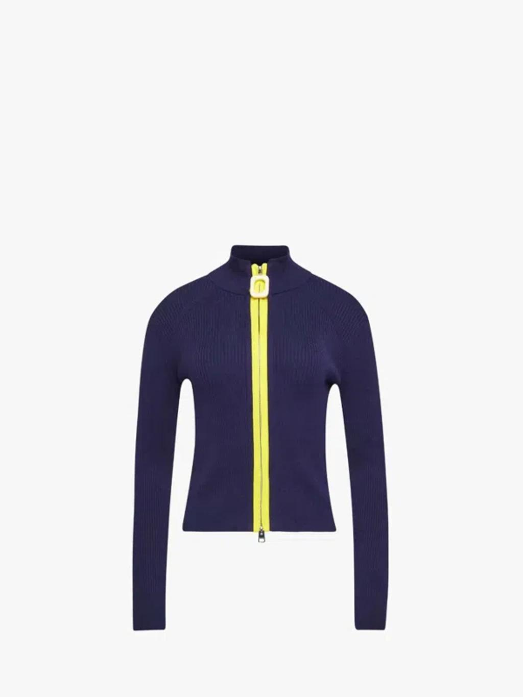 JW ANDERSON Fitted Zip Up Cardigan In Blue Product Image
