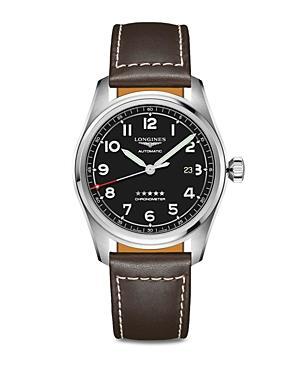Longines Mens Automatic Spirit Stainless Steel Chronometer Brown Leather Strap Watch 42mm Product Image