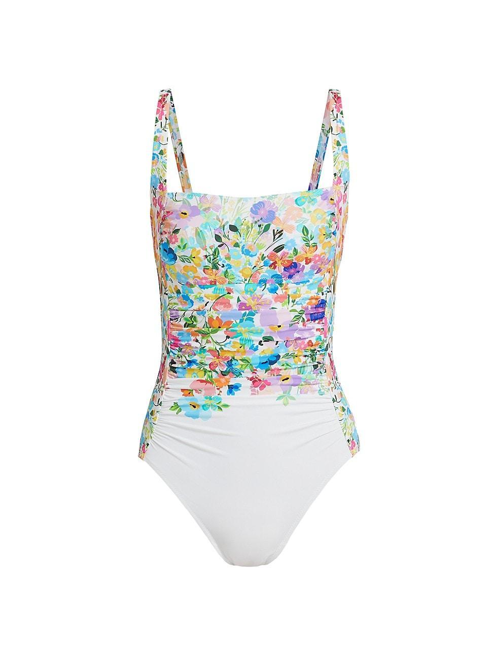 Womens Wild Bloom Ruched One-Piece Swim Suit Product Image