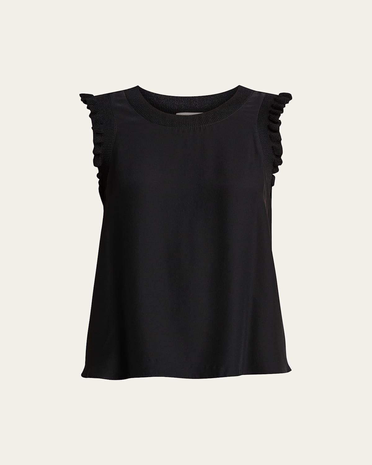 Cinq a Sept Lenore Ruffle Trimmed Silk Top Product Image