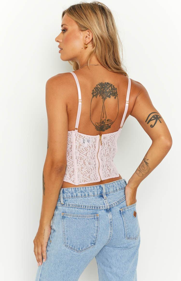 Louisa Pink Lace Corset Top Product Image