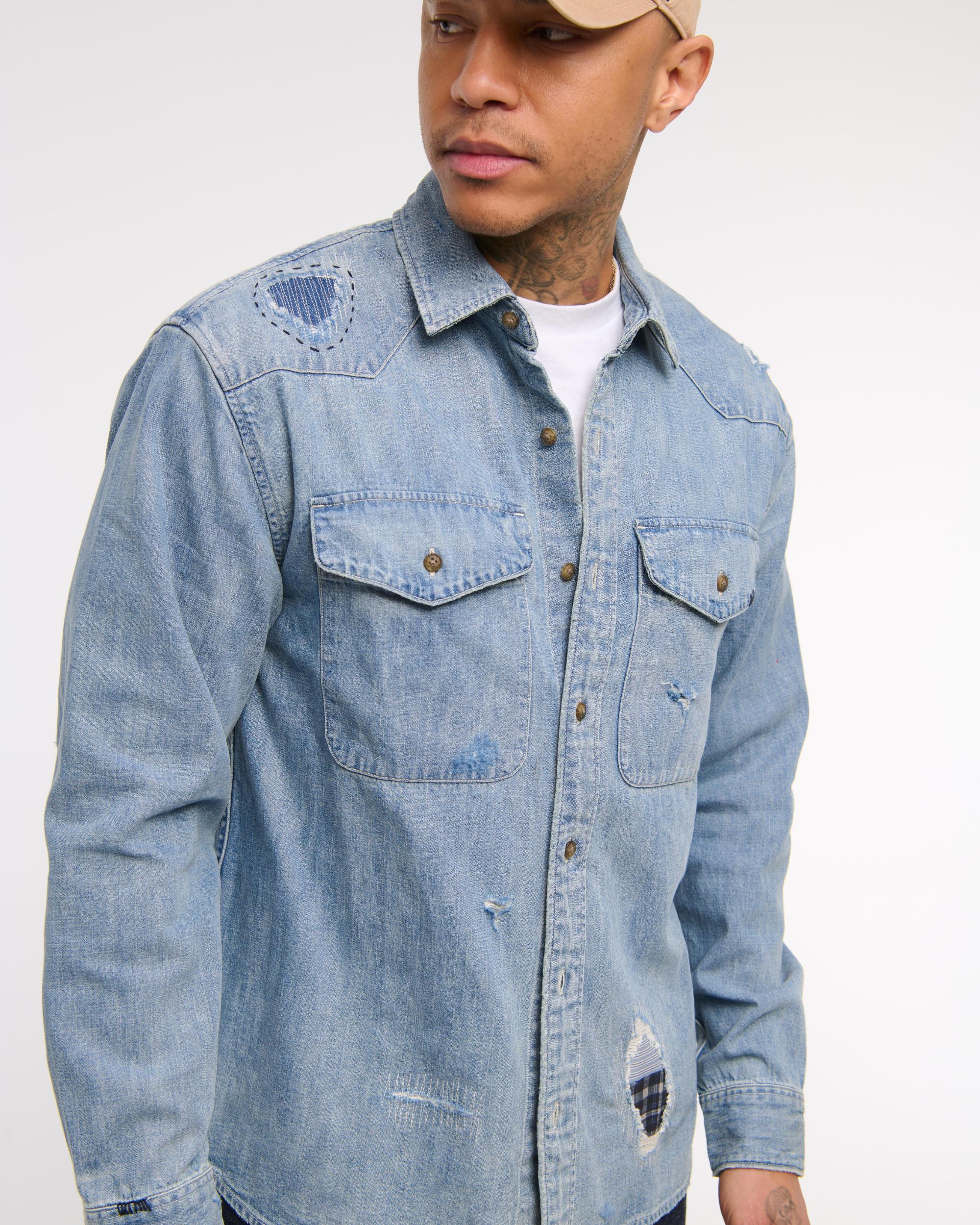 Denim Button-Up Shirt Product Image