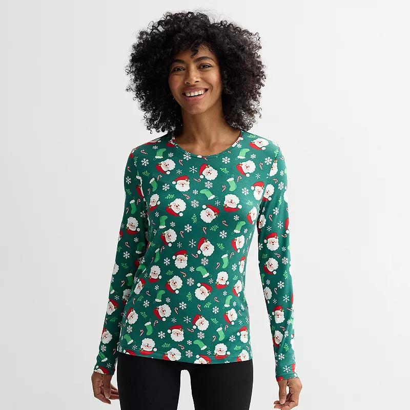 Women's Jollidays Long Sleeve Crewneck T-Shirt, Girl's, Size: Medium, Red Snowflakes Product Image