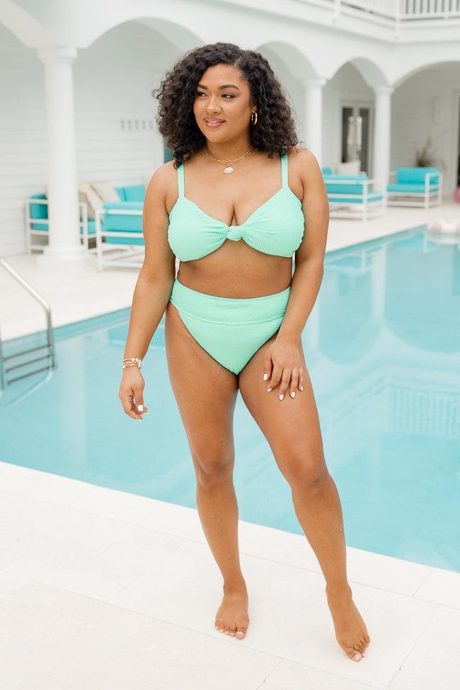 Coastal Kiss Mint High Waisted Bikini Bottoms FINAL SALE Product Image