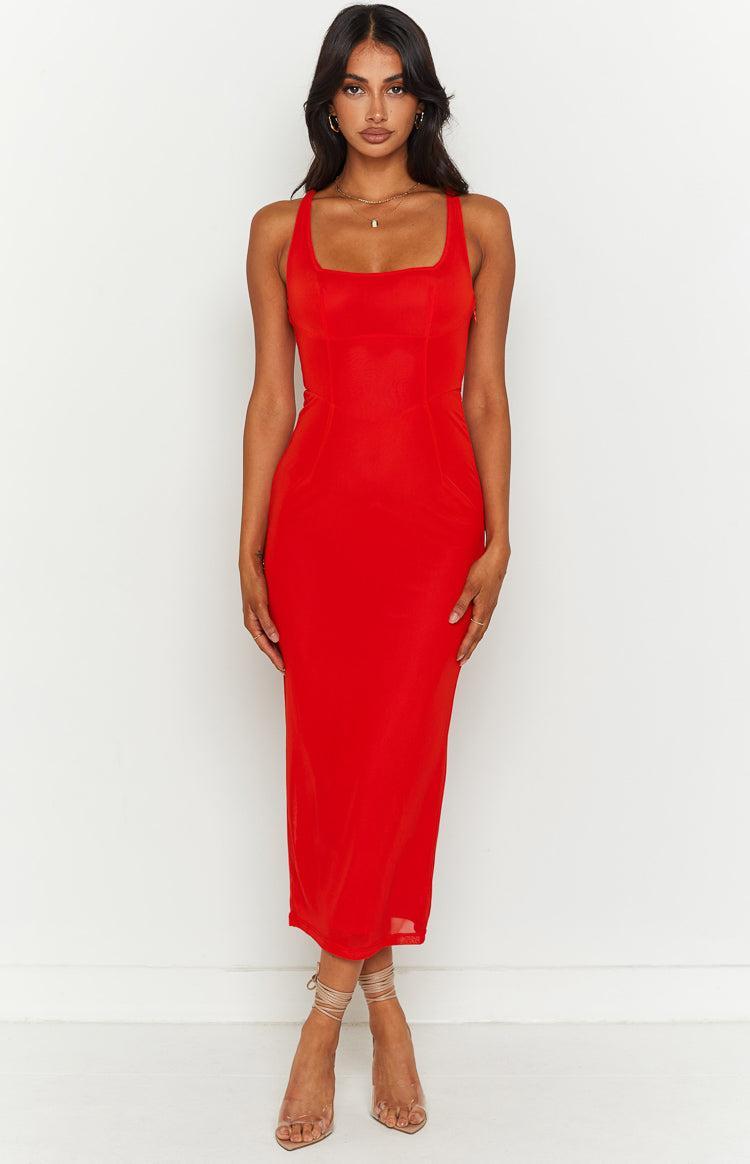 Amber Red Corset Formal Maxi Dress Product Image