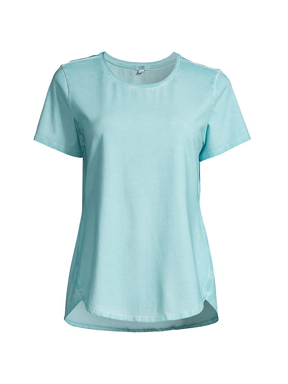 NIC+ZOE Short Sleeve Shirt Tail Crew Tee (River) Women's Clothing Product Image